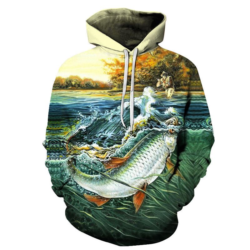 New For Men With 3D Digital Print Fish Pattern, Casual Unisex Hooded Sweatshirt_voghion.com