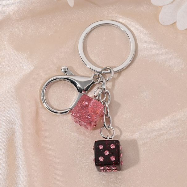 Dice Inlaid Diamond Keychain New High-end Bag Car Gift Pendant Key Ring_voghion.com