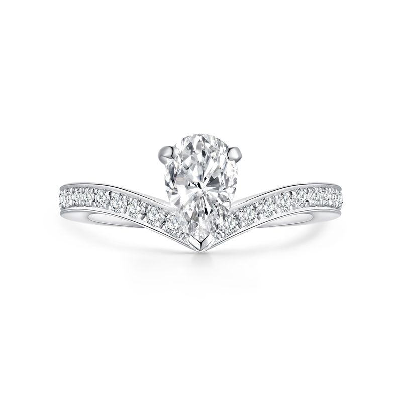 Super Beautiful Crown Gold Diamond Ring 0.62 Carat Cultured Diamond Pear Shaped Au750 Wedding Ring K Gold Ring Female_voghion.com