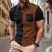 Men's Polo Shirt Chest Pocket Color Matching Zipper Casual Fashion Short Sleeved T Shirt Men_voghion.com