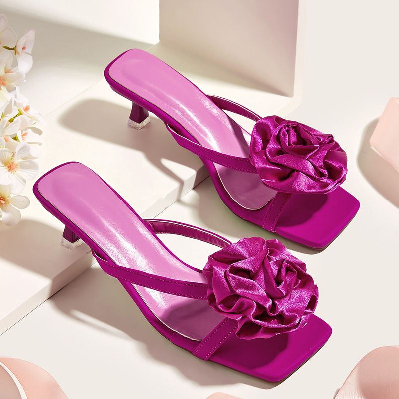 Chaussures pour femmes, chaussons à talons aiguilles à bout ouvert et à tête carrée pour l'été, avec fleurs et jupes, élégantes sandales à talons hauts pour femmes à semelle souple, chaussures dorées_voghion.com