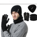 Autumn Winter Men's Scarf Gloves Three-Piece Set Fleece Lined Thickened Warm Knitted Hat Casual Versatile_voghion.com