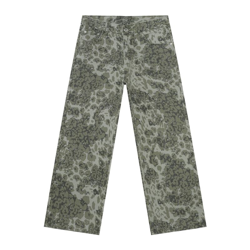 Herrenbekleidung Camouflage Jeans Lockere Gerade Weite Bein Freizeithose_voghion.com