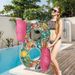 Glitter Flamingo Pool Float - XXL Thickened Eco-PVC Inflatable Ring With Backrest & Cup Holder Adult Swimming Circle For Pool & Beach_voghion.com