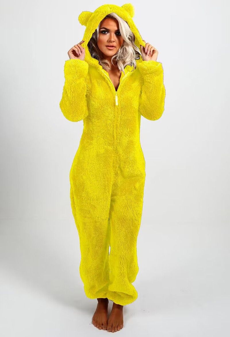 Mono de felpa y piel gruesa con capucha para mujer, ropa interior y pijamas, gran oferta, otoño e invierno, colores_voghion.com