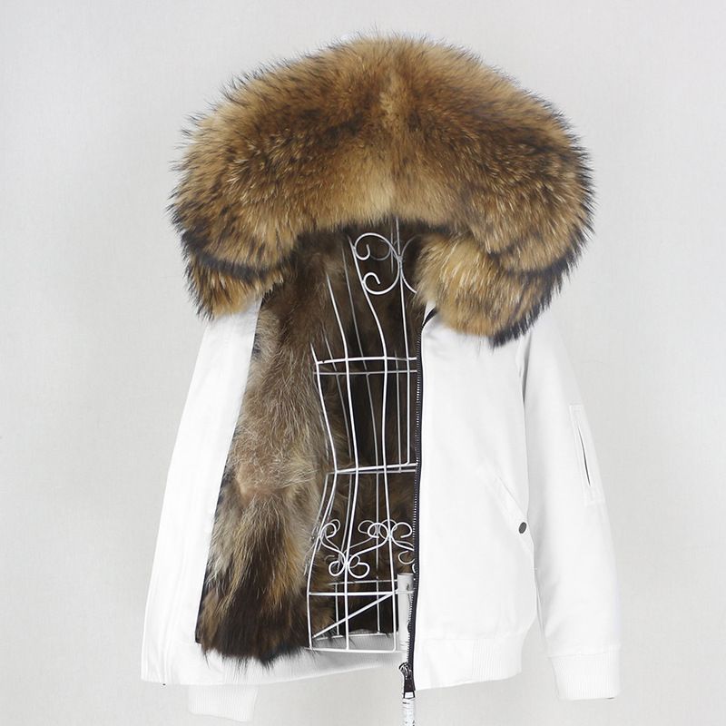 Women's Clothing new style parka thickened raccoon fur lining detachable real fox fur large fur collar jacket fur coat_voghion.com