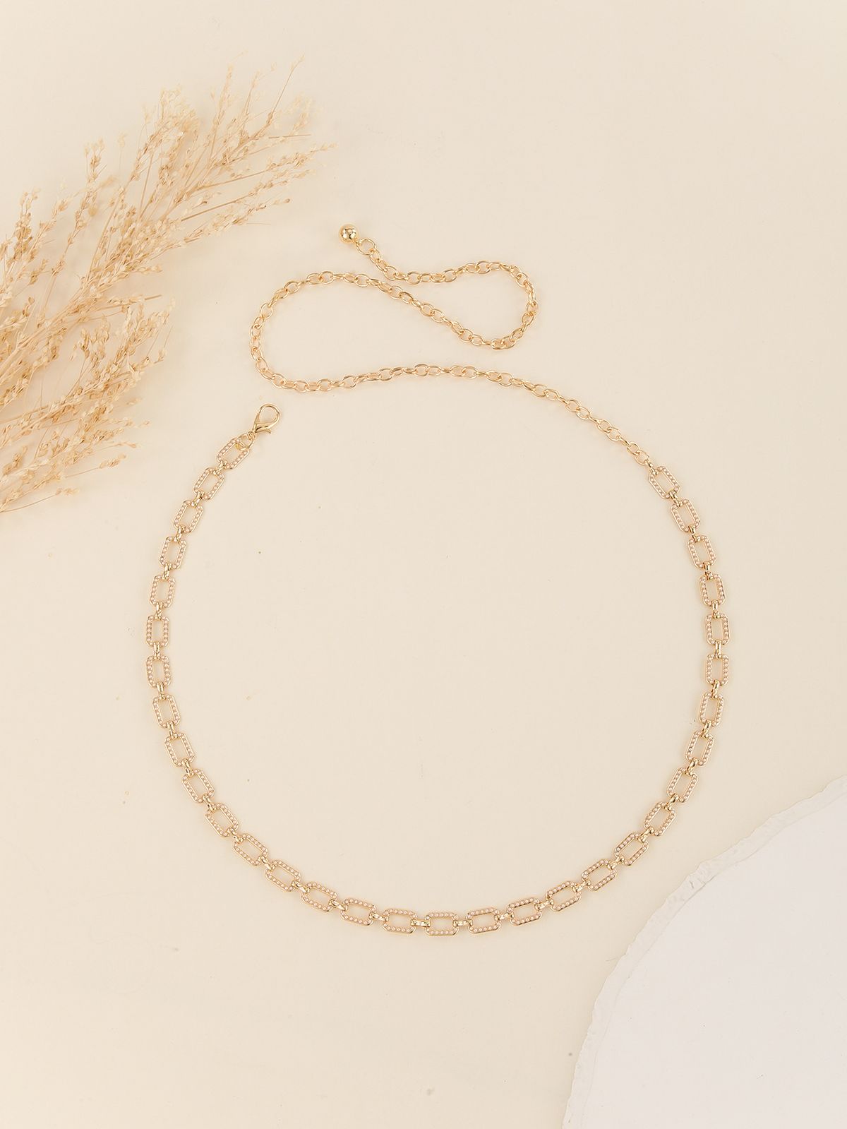 Fashion New Women's Belt Versatile Rhinestone Inlaid Decorative Square Buckle Metal Waist Chain Accessory_voghion.com