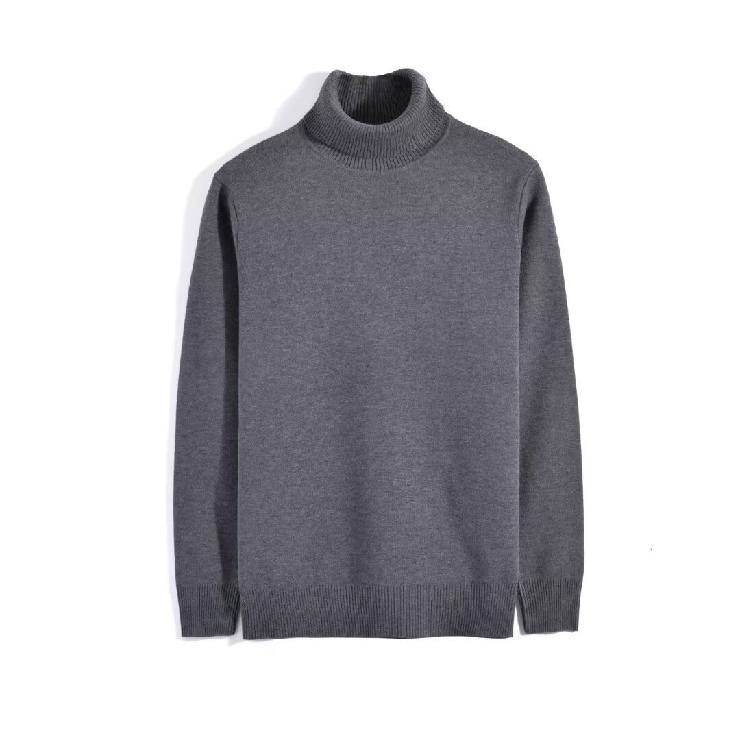 Classico minimalista americano da uomo in inverno, maglione basic lavorato a maglia da uomo a collo alto, base in tinta unita per lo strato interno da uomo_voghion.com