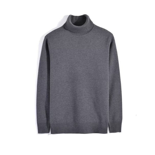 Classico minimalista americano da uomo in inverno, maglione basic lavorato a maglia da uomo a collo alto, base in tinta unita per lo strato interno da uomo_voghion.com