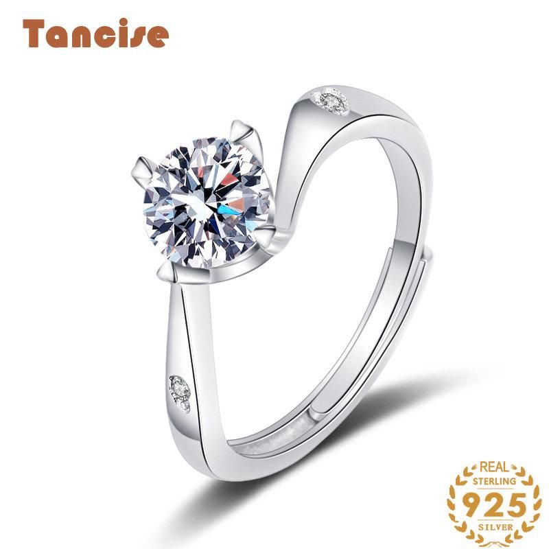Tancise klassischer Moissanit-Silberring für Damen, Schmuck, Hochzeitsversprechen, Party-Geschenk_voghion.com