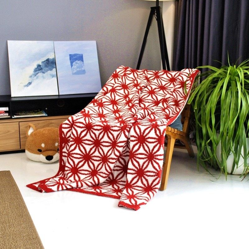 Floral Jacquard Knit Throw Blanket - Petal Design Car Blanket & Sofa Cover (120x150cm Lightweight Multi-Use For Bed/Office/Nap Decorative Accent)​_voghion.com