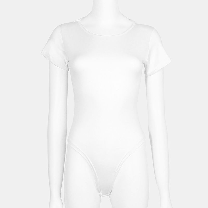Women's clothing round neck short-sleeved T-shirt one-piece top tight-fitting bodysuit for women_voghion.com