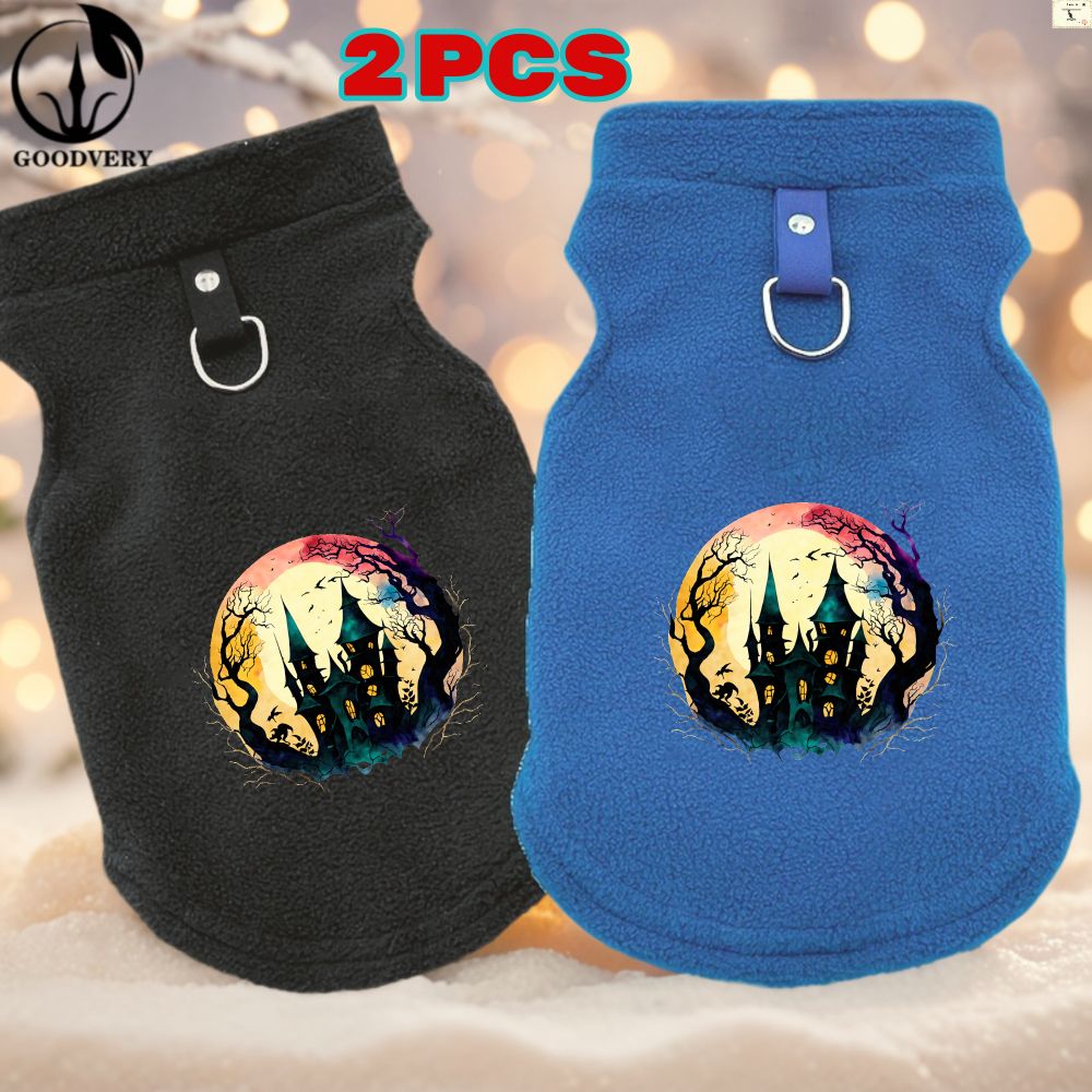 Felpe con cappuccio in stile Halloween a forma di canguro, 2 pezzi, mantengono il tuo animale domestico al caldo in autunno e inverno. Include una tasca posteriore, ideale per passeggiate e avventure._voghion.com