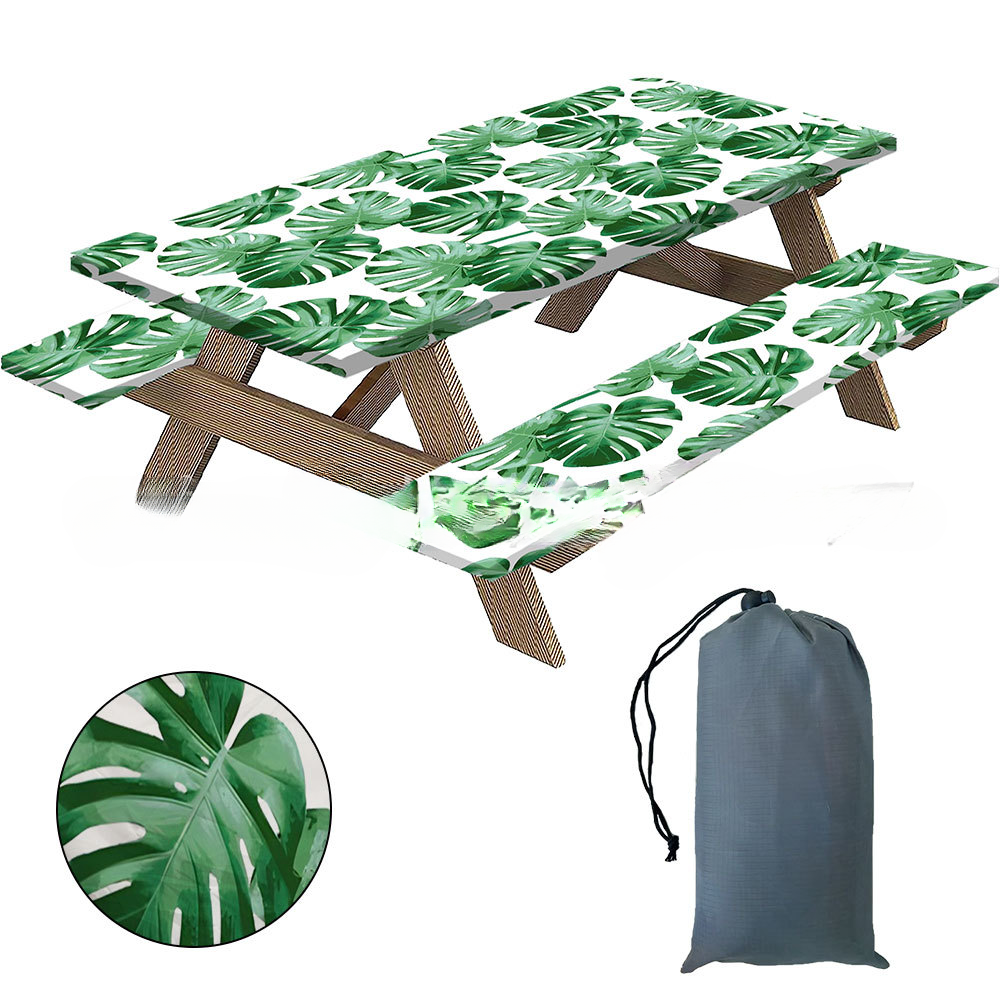 2025 New Garden Three-Piece Set Picnic Tablecloth Stool Full Polyester Micro Elastic Table Cover Waterproof Oil-Proof_voghion.com