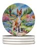 Basenji Spring Garden Large Sandstone Coasters Pack Of 4 Absorbent Round Coasters Decor Gifts For Men Or Women, 4 In, Multicolor_voghion.com
