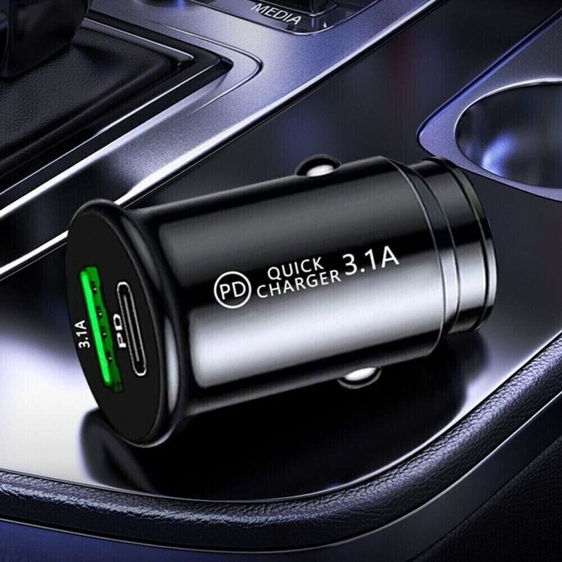 Fast Car Charger 2 Port USB + TYPE C Universal Socket Adapter For Iphone Samsung_voghion.com