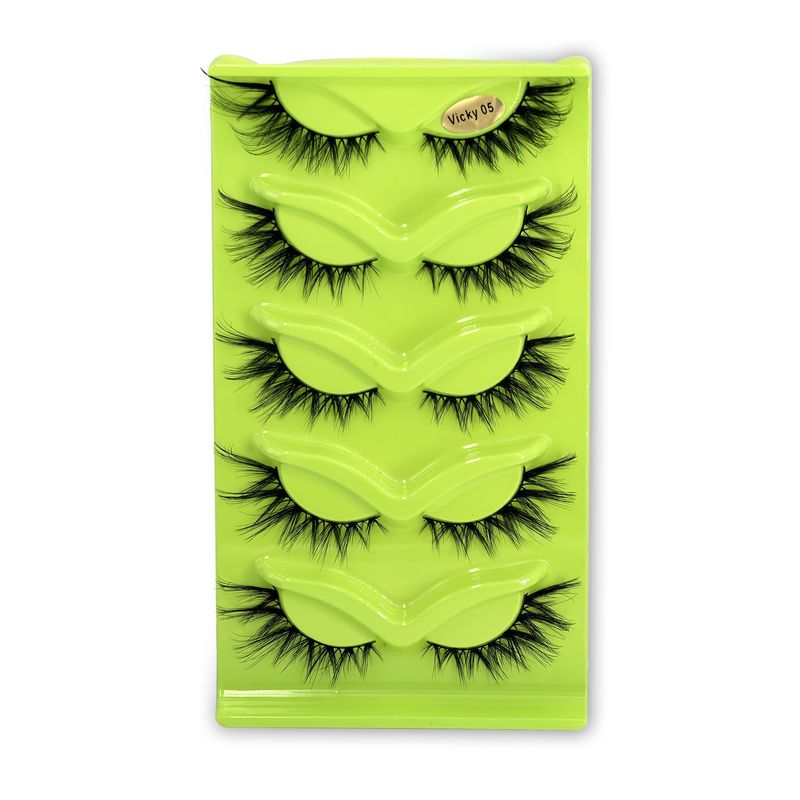 Eyelashes Set Oblique Flying 5 Pairs Of Green Fox Eye Cat Eye False Eyelashes Thick Curled Simulation Fox Eyelashes_voghion.com