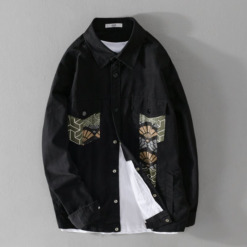 Giacca casual da uomo ispirata al mondo del design oversize a blocchi di colore con collo alto_voghion.com