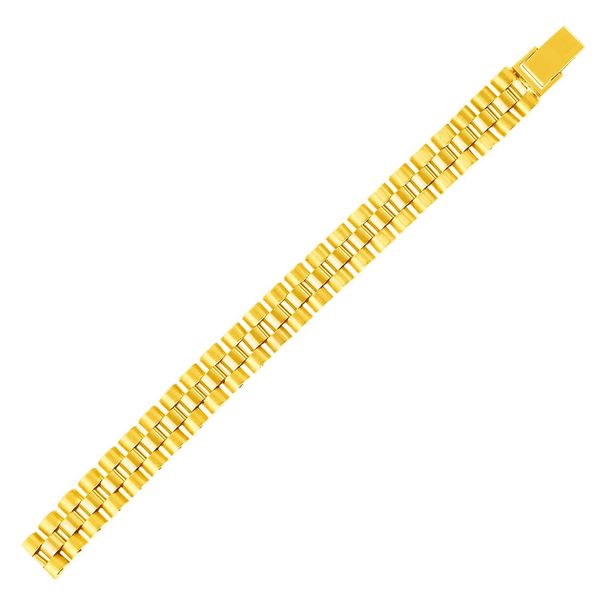 14k Yellow Gold Mens Panther Link Bracelet_voghion.com