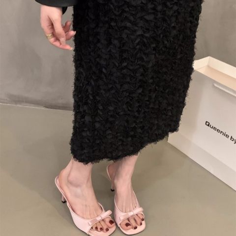 Sandali con cinturino a diamante per donna, estate 2025, nuova moda, tacchi alti e sottili, pantofole fresche con fiocco a testa rotonda_voghion.com