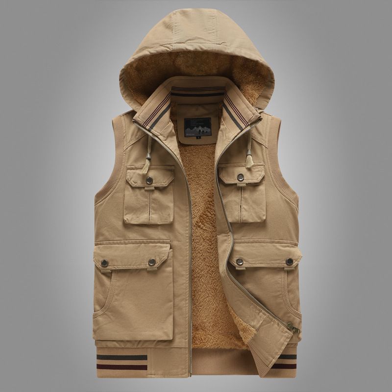 Herrenbekleidung Winter-Arbeitskleidung Baumwollweste Herren-Reiseweste Plus Samt Verdickter Arktischer Samt Ärmellose Jacke Mit Mehreren Taschen Herren_voghion.com