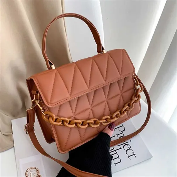 New plain weave womens shoulder fashion chain cross body bag brand designer and wallet small flip top handbag Y241123_voghion.com