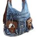 Borsa a tracolla in denim lavato, borsa a tracolla, borsa da pendolare, nuova collezione autunno/inverno 2025_voghion.com