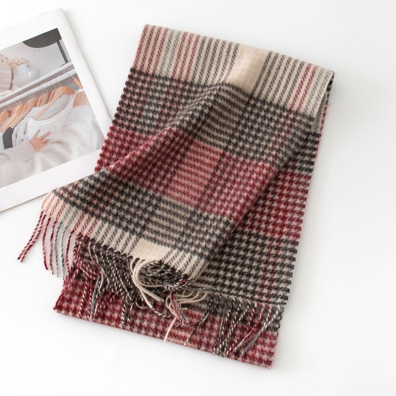 Sciarpa 100% lana per Natale Sciarpa versatile da donna spessa autunno e inverno con nuovo stile con giunture a griglia e caldo scialle_voghion.com