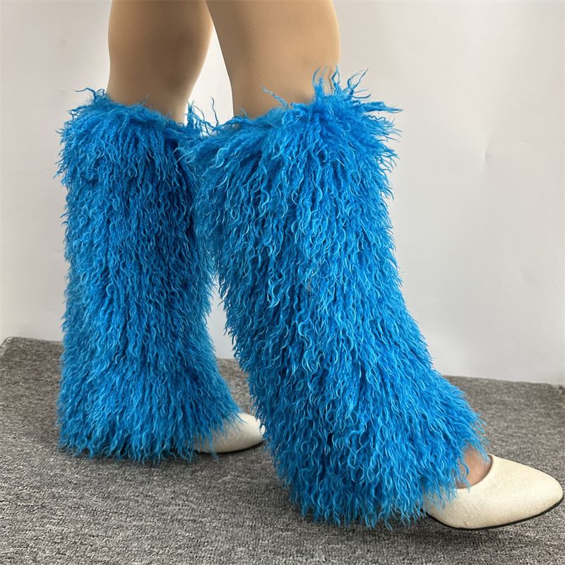 2025d Tang Fuzzy Leg Sheep Curly Wool Snow Boots Tube Plush Calf Cute Slouch Autumn Winter Cold-Proof Socks_voghion.com
