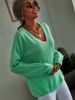 2024 Herbst neuer lässiger einfarbiger Strickpullover mit V-Ausschnitt für Damen_voghion.com