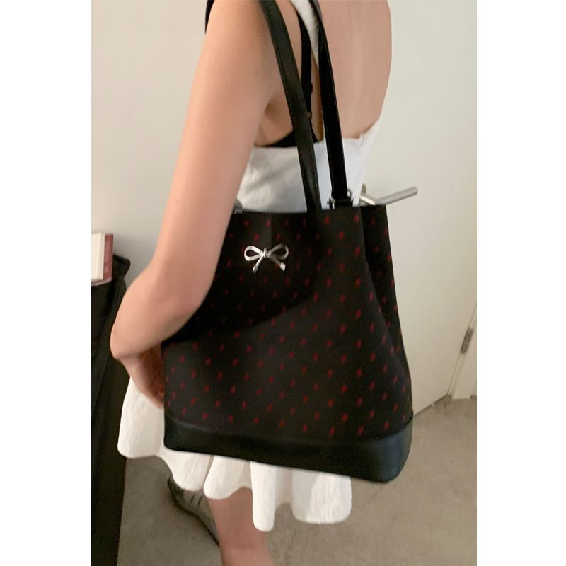 Sac à dos décontracté de grande capacité pour femmes, style coréen, imprimé à pois, nouvelle collection 2024_voghion.com