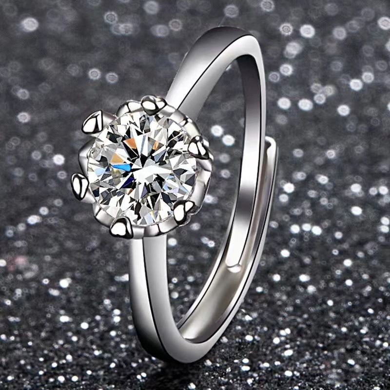 Moissanit-Diamantring für Damen, Geschenk für die beste Freundin, Antrag, Hochzeit, luxuriös und elegant, verstellbar, klassisch 1_voghion.com