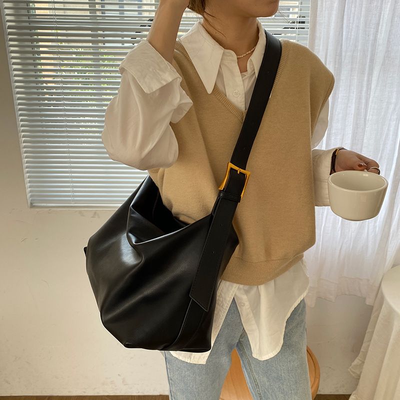 Borsa a tracolla grande capacità morbida pieghevole minimalista borsa a tracolla grande borsa tote da donna borsa a tracolla borsa per studenti_voghion.com
