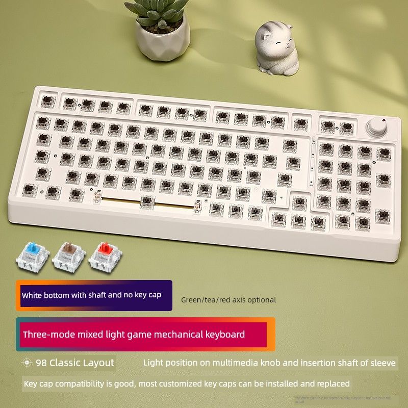 Heiji Snake H98 Nical Keyboard Three-Mode 2.4G Bluetooth None/Wired Mixed Light Hot Plug For Home Business Peripherals_voghion.com