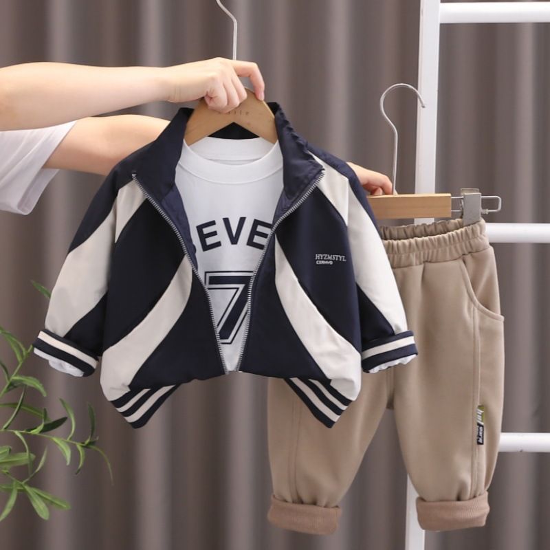Ensemble 2024, vêtements pour garçons et filles, nouveaux vêtements de printemps et d'automne, ensemble de vêtements de baseball pour enfants en trois pièces_voghion.com