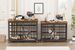 Furniture Style Dog Crate Wrought Iron Frame Door With Side Openings, Rustic Brown, 43.3''W X 29.9''D X 33.5''H._voghion.com