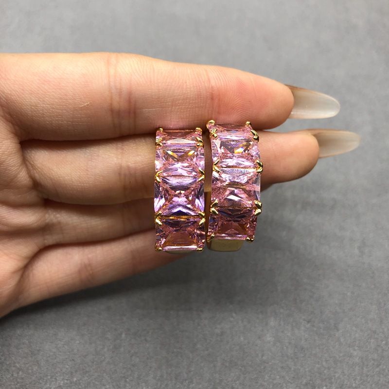 Second-hand heavy industry pink purple glazed pearl necklace zircon style earring set Hong Kong style French retro necklace earrings_voghion.com