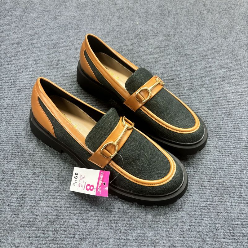 Women's Shoes Original Spring and Autumn Loafers Thick Heels Thick Bottom Color Matching Commuter Leather Shoes Small Single Shoes Women's Shoes_voghion.com