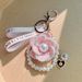 Korean version pearl element camellia keychain bag pendant creative independently designed goods_voghion.com