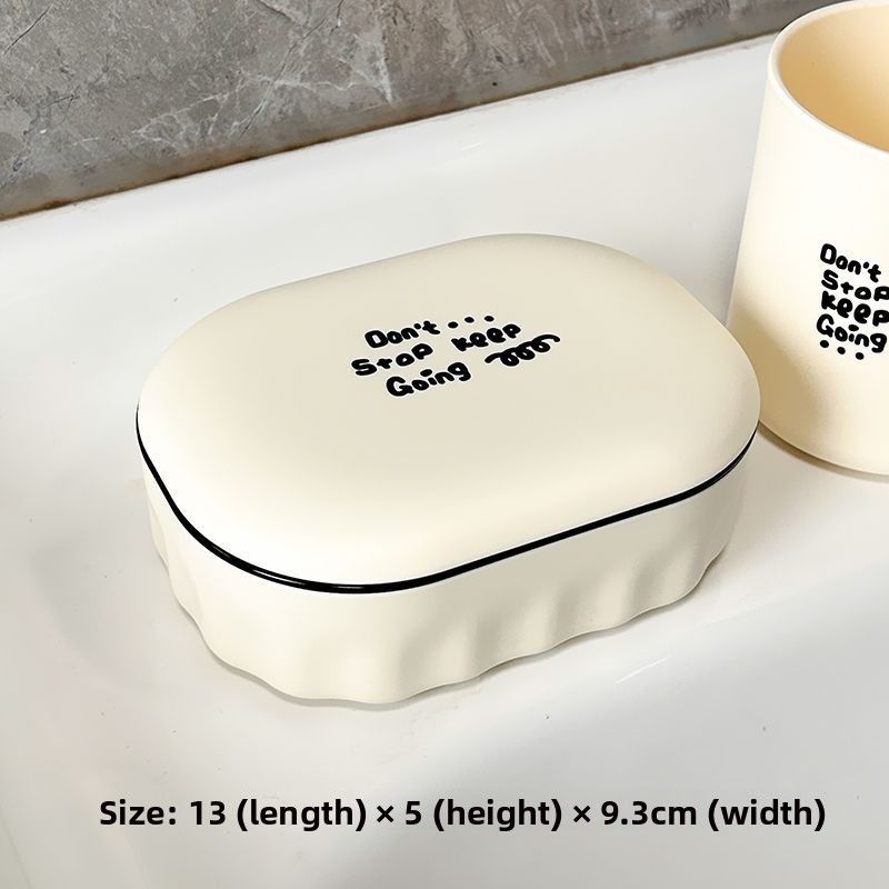 Simple High-Value Double-Layer Draining Box Portable Home Student Dormitory Bathroom With Lid Soap Holder_voghion.com