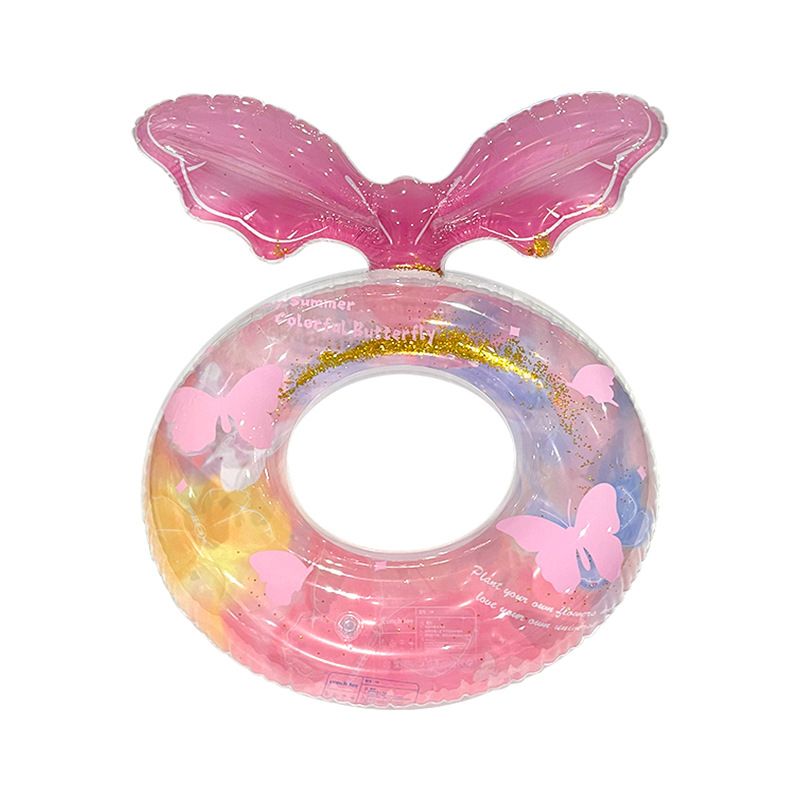 Kids & Parent Inflatable Swim Ring - Cartoon Glitter Flower Design Thickened Eco-Friendly PVC For Beginners (Includes Repair Patch & Carry Strap)​_voghion.com