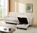 Beige White Corduroy Fabric Sofa With OTTOMAN_voghion.com
