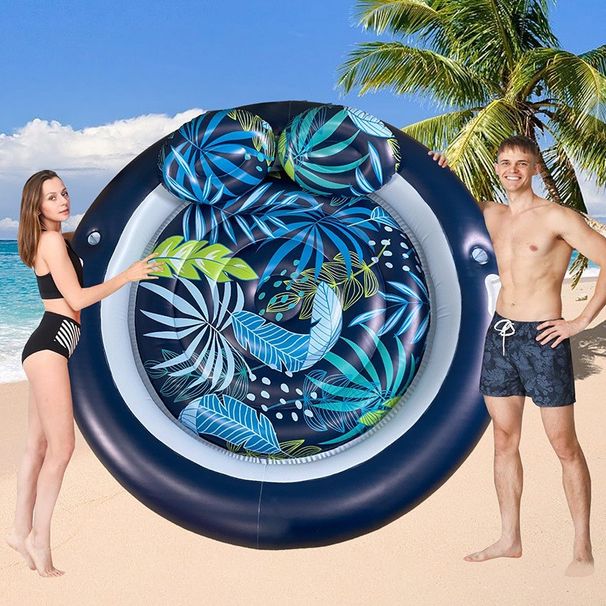 Uppblåsbar rund lysande flytande säng utomhus solariumsstol hopfällbar ryggstöd flytande ryggstödsstol_voghion.com