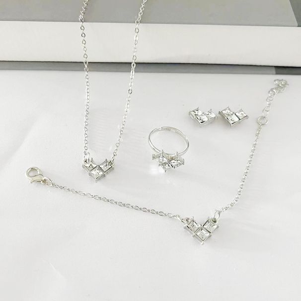 Set di collana alla moda, squisita lega intarsiata, accessori amore collana orecchini set di quattro pezzi_voghion.com