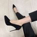 8119-5 Scarpe con tacco alto nere da donna, stiletto con plateau impermeabile, comode scarpe a punta in stile francese da abbinare_voghion.com