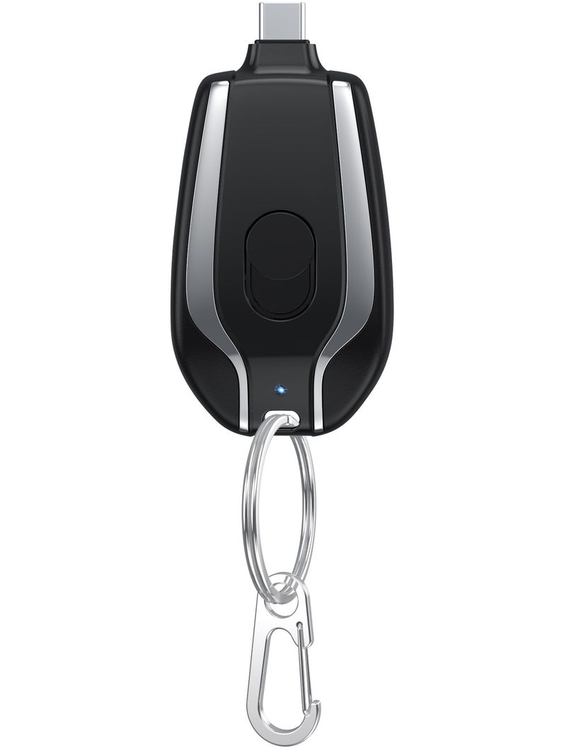 Ultra Slim Keychain Power Bank 1500mAh - Portable Wireless Charger With Built-in Cable, Mini Emergency Charger For IPhone/Android_voghion.com