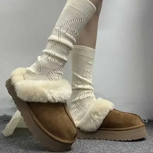Slippers Winter Women Fur Warm Boots Platform Flip Ps New Short Plush Flats Home Cotton Shoes Suede Mules Ladies_voghion.com