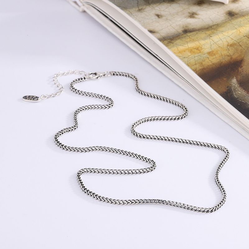 INS Pure Silver Trendy Cool BF Unisex Couple Necklace Street Cuban Chain Accessory_voghion.com