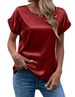 T-shirt da donna a gamba dritta con scollo rotondo in velluto a coste color K Fashion Temperament_voghion.com