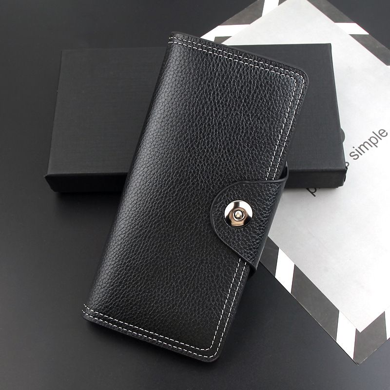 Men's Long Wallet With Magnetic Clasp, Business Fashion Trend, Solid Color, Multiple Card Slots, Daily Matching, Dollar_voghion.com